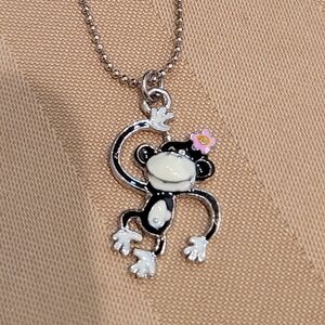 Charming Silver Monkey Pendant Necklace NWT